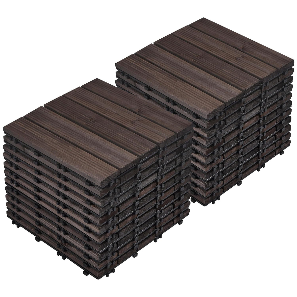 yaheetech 22pcs interlocking deck tiles outdoor patio floor,black shown in use