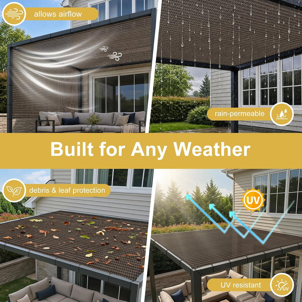 Shade&Beyond 90% Sun Shade Cloth with D-Rings & Reinforced Corner Webbing, 6' x 10' UV Block Outdoor Pergola Shade Cover, Breathable Shade Fabric for for Patio, Backyard, Deck, Garden, Mocha