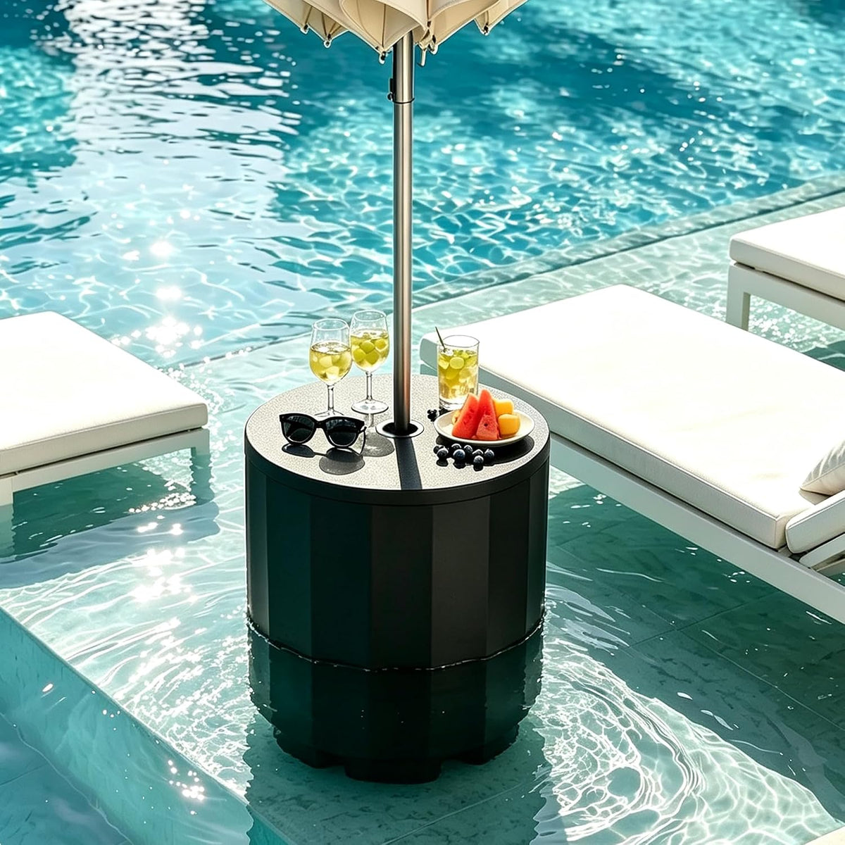 NicBex 2 in 1 Umbrella Stand Table with 1.5 Inch Hole, Black
