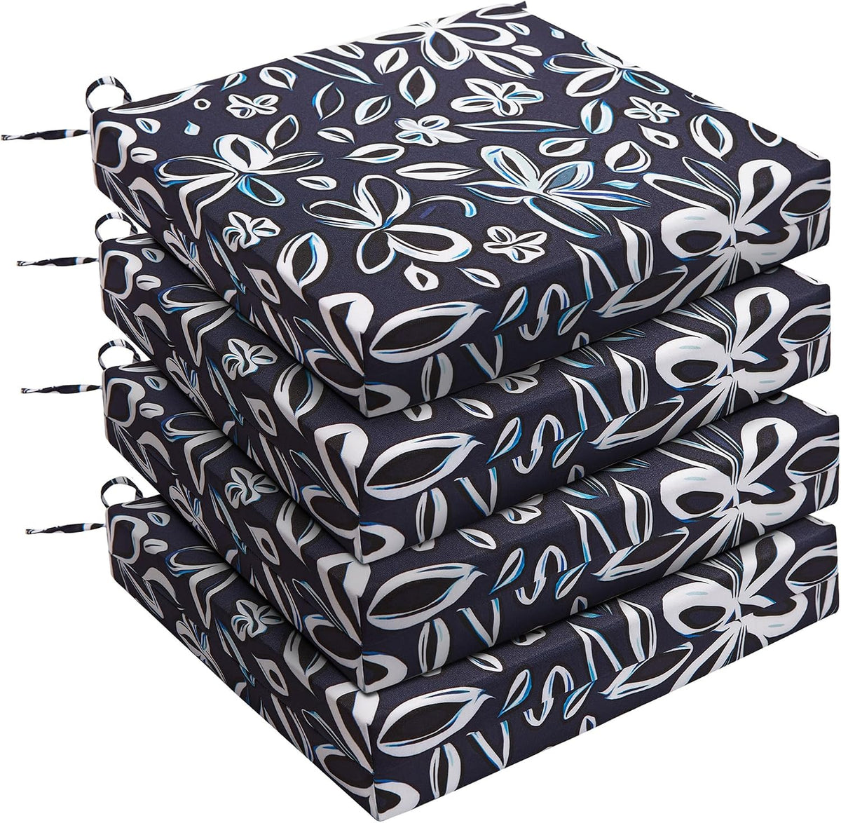 Outdoor Chair Cushions, Set of 4, 24"*24"*4", Water Resistant, Navy/White