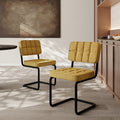 Mid-Century Modern Dining Chairs Set of 2 with Metal Legs, Yellow