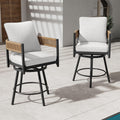 Grand patio Outdoor Swivel Bar Stools Set of 6, 26" Counter Height Swivel Chairs with Metal Frame, Curved Woven Wicker Backrest, Thickened Cushions for Patio, Deck, Balcony (Natural)