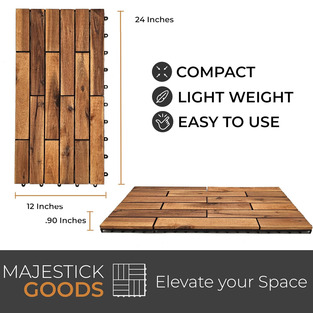 majestick goods 12-pack longboard acacia wood interlocking deck, front angle view
