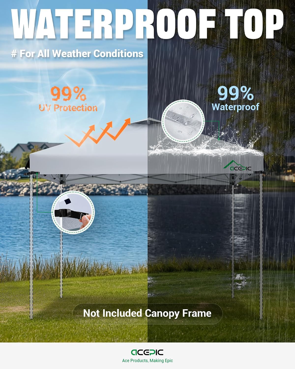 acepic upgraded 10x10 canopy replacement top with air, side view