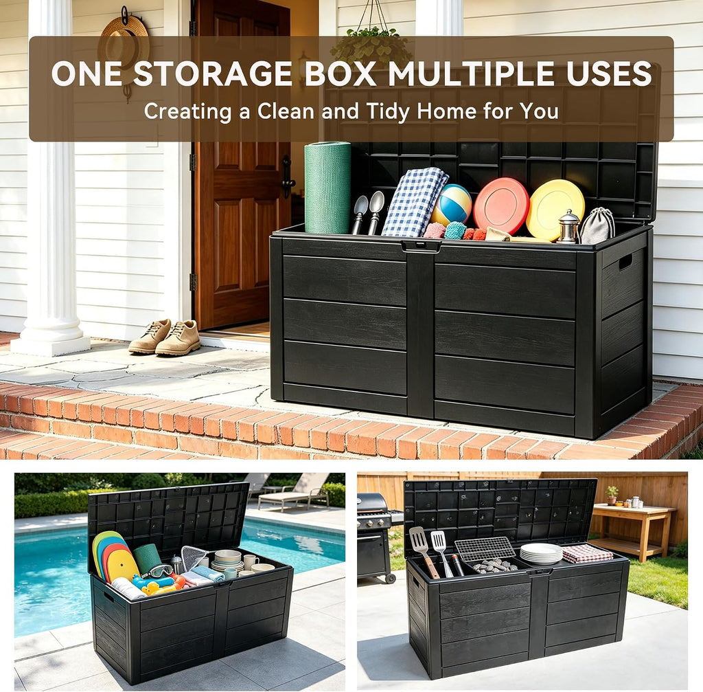 70 Gallon Deck Box, Outdoor Storage Box Waterproof, Patio Storage