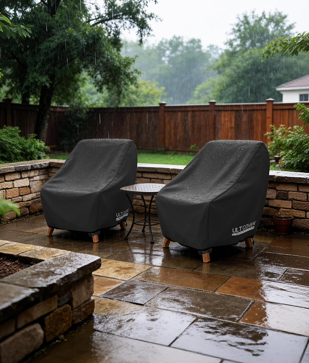 ULTCOVER Waterproof Patio Chair Cover, 32W x 34D x 34H in, Black