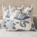 Foindtower Decorative Linen Floral Throw Pillow Covers 22×22 Inch,Blue