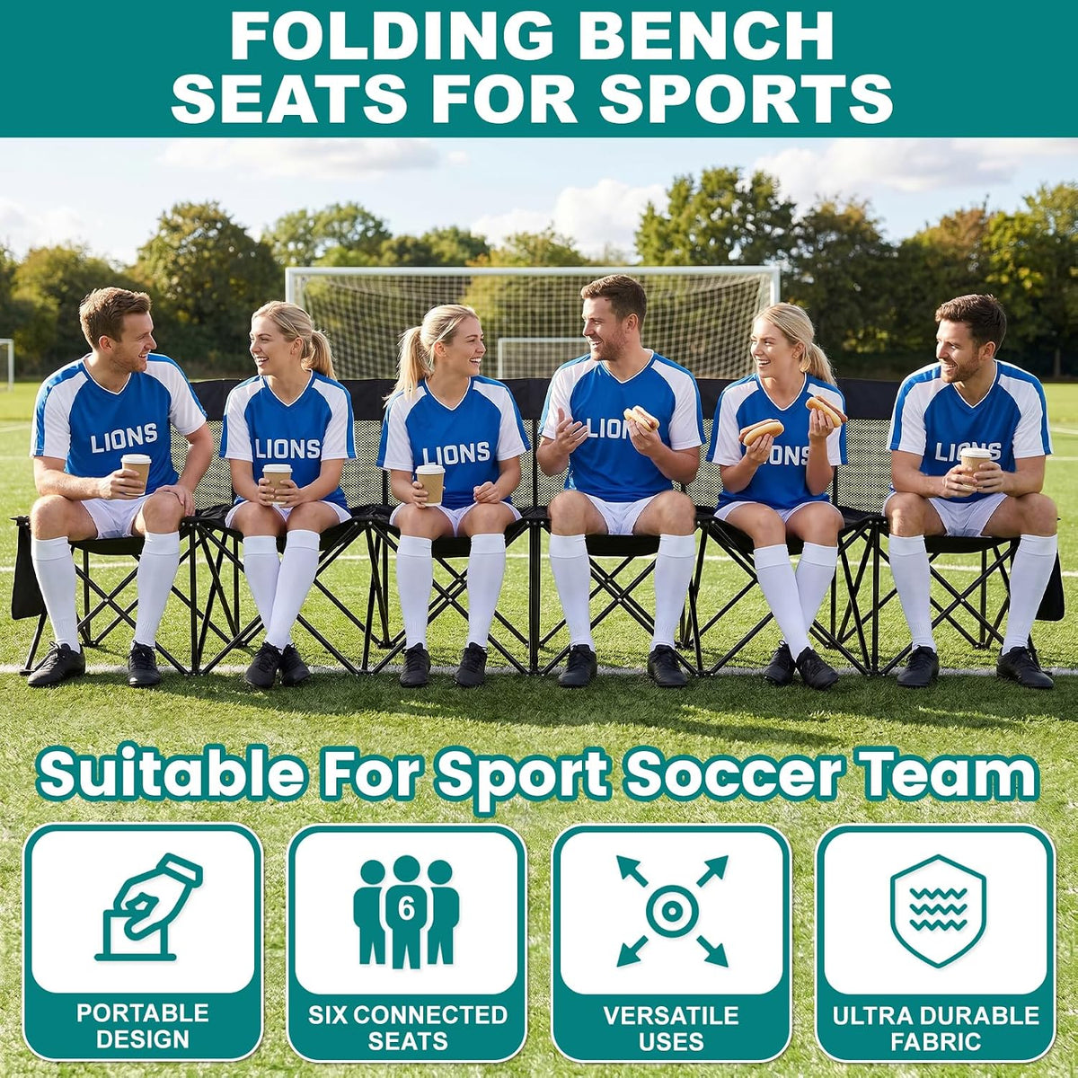 1MORE Folding Bench, Portable Foldable Sideline Bench for Team with Carry Bag