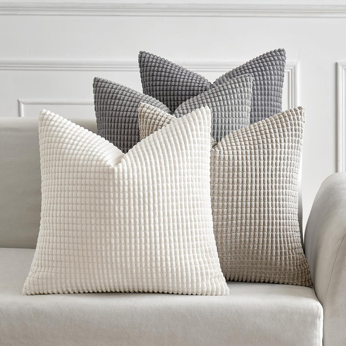MIULEE Neutral Decorative Pillow Covers 20x20 Inch Set of 4 Modern Grey