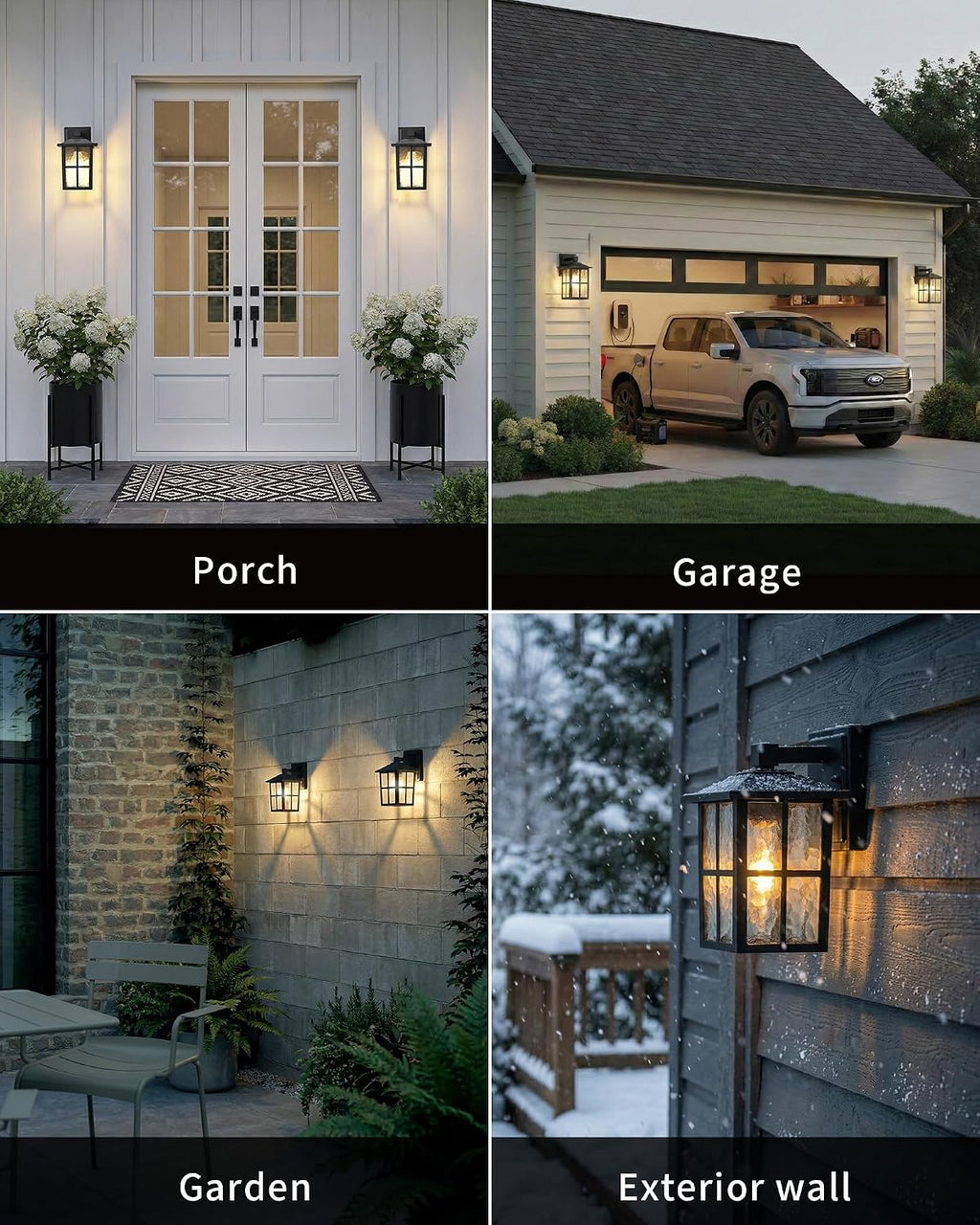 KDG Black Outdoor Waterproof Modern Patio Wall Light Fixtures Set of 2