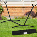 Double Hammock with Space Saving Steel Stand 400 lb Capacity, Portable Hammock Frame Stand Heavy Duty for 9 to 13Feet Hammocks, Carry Bag Included