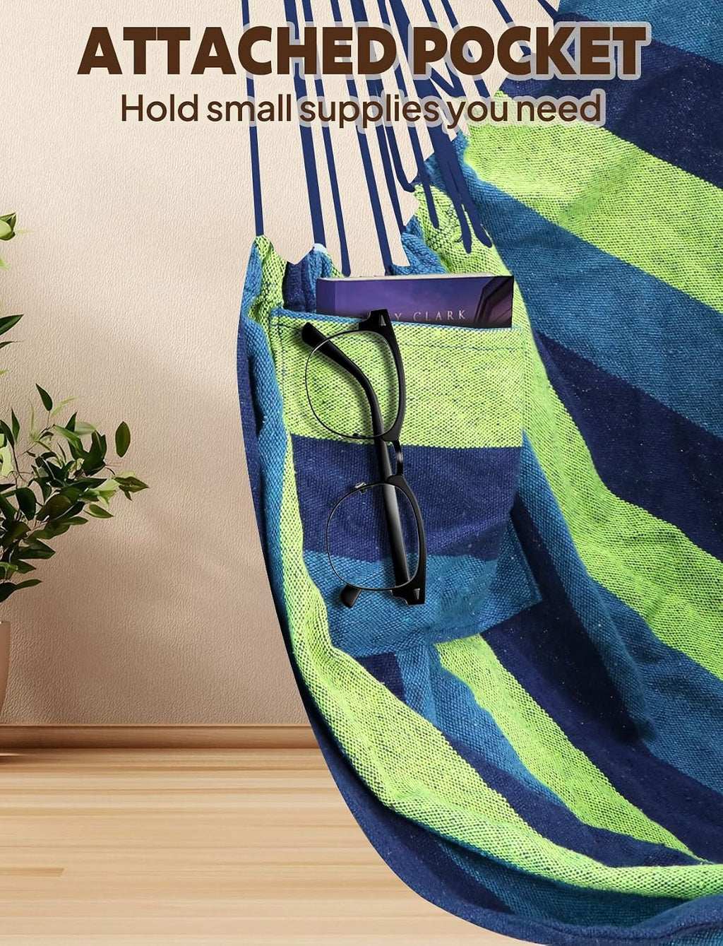 chihee hammock swing chair - strong metal, collapsible showing dimensions