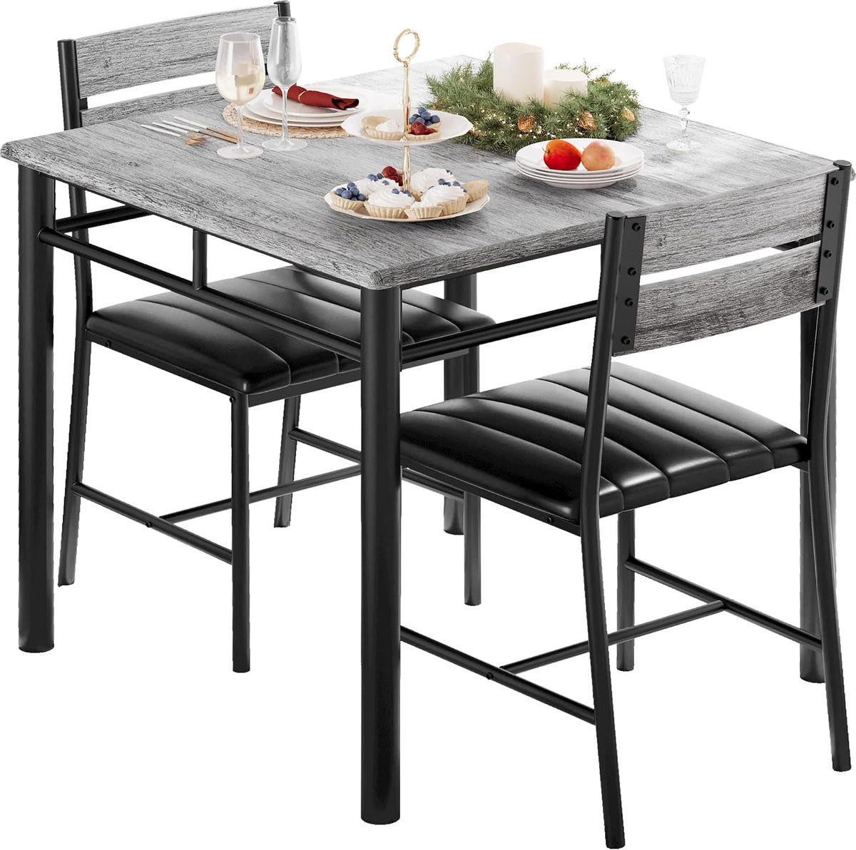 IRONCK Dining Table Set for 2, Gray