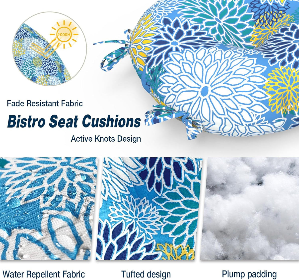 outdoor bistro chair cushions, water repellent furniture chair, close-up detail
