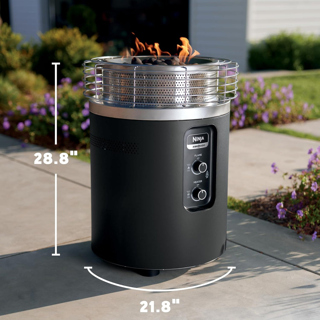 Ninja Fireside360 Fire Pit & Heater, 80,000 BTU, 3 Modes, Push Start, Black