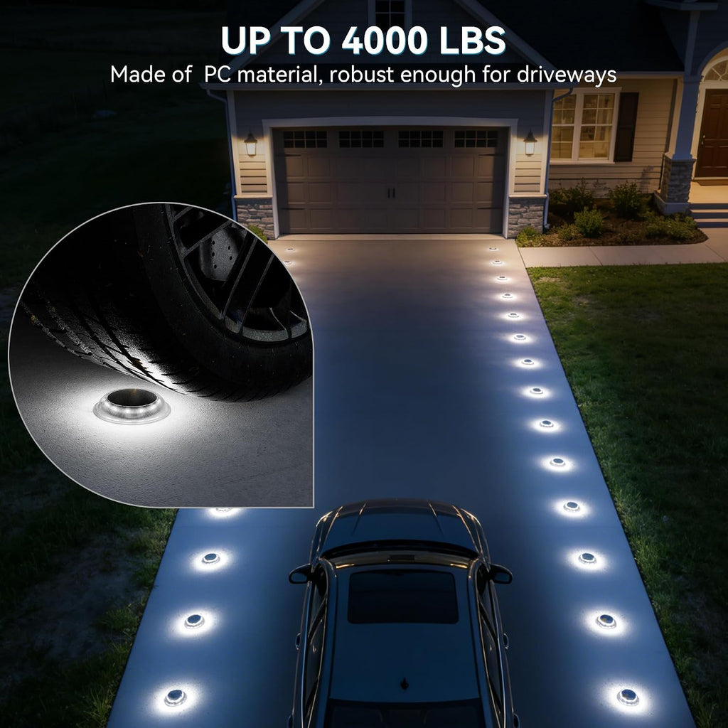 T-SUN Solar Dock Lights Driveway Deck Lights, 3 Color Modes, 6 Packs