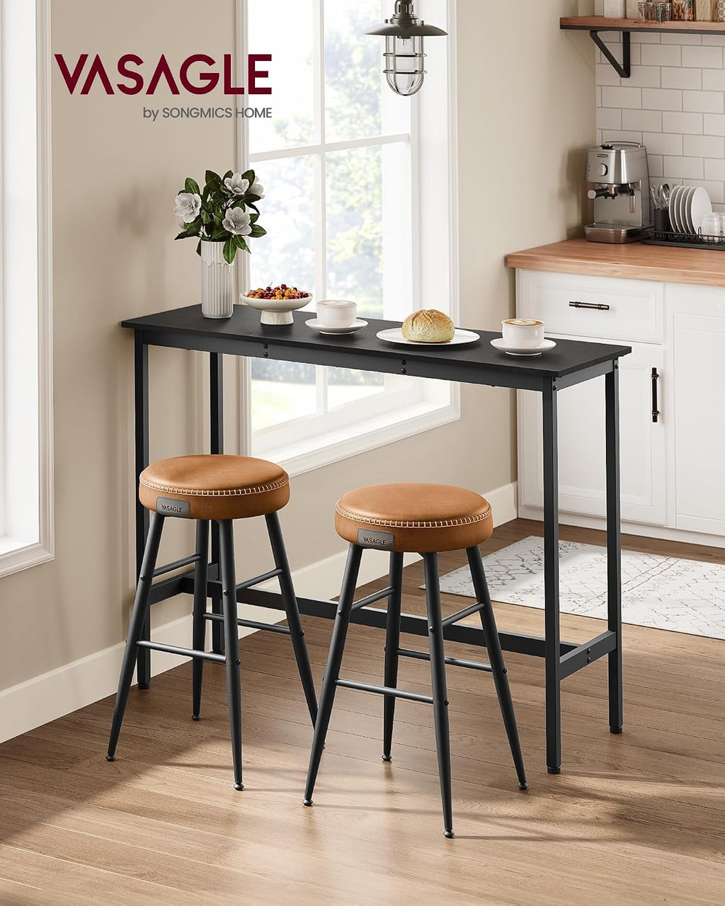 VASAGLE Bar Table, Narrow Long, High Top Pub Table, Steel Frame