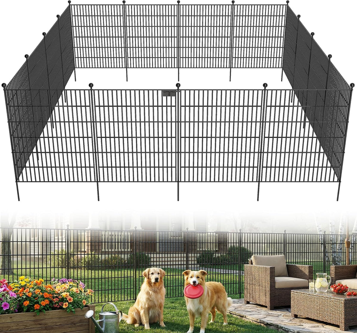 10 Panel No Dig Decorative Garden with Gate 32" H x 24.2'L