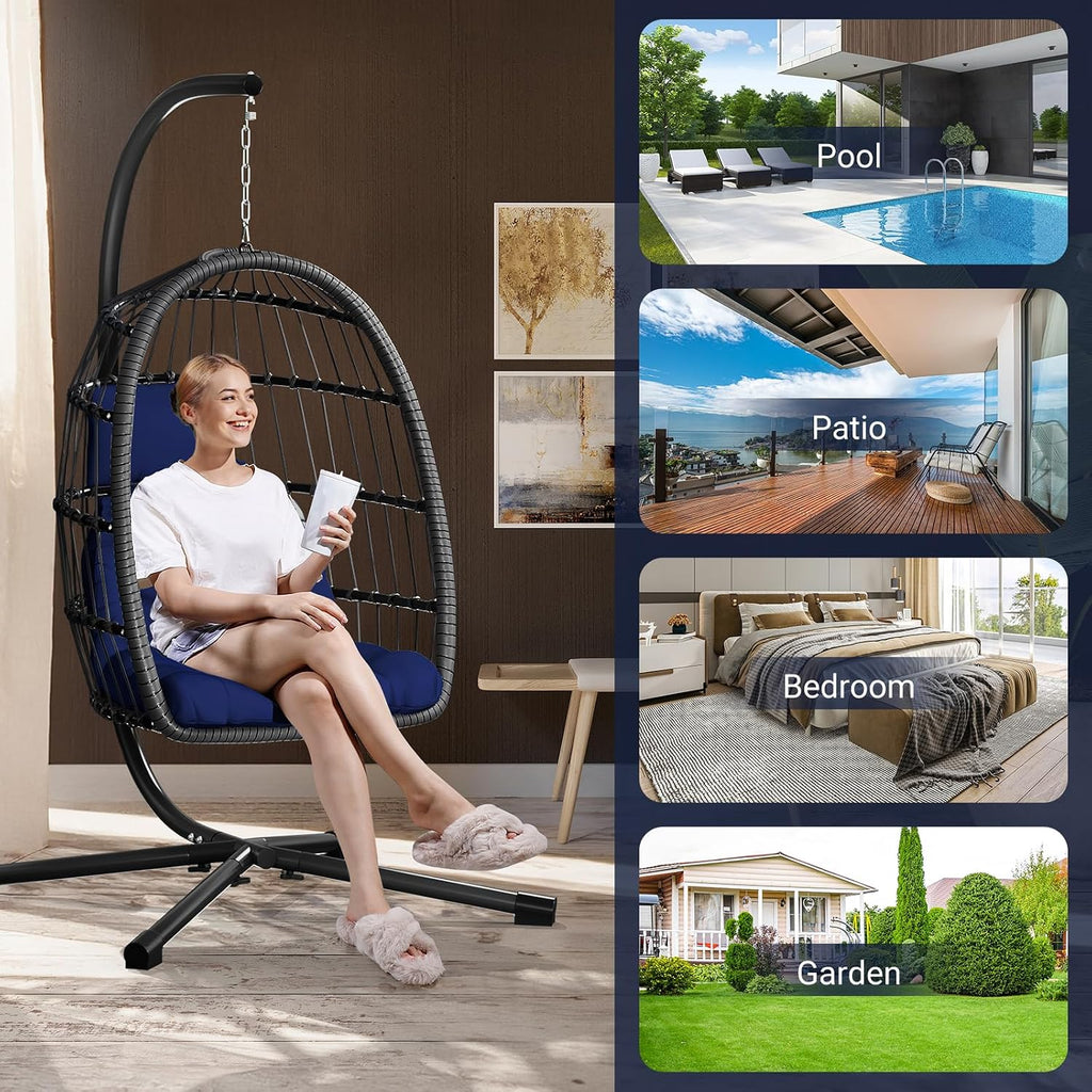leveleve hanging egg chair with stand, patio rattan, package contents