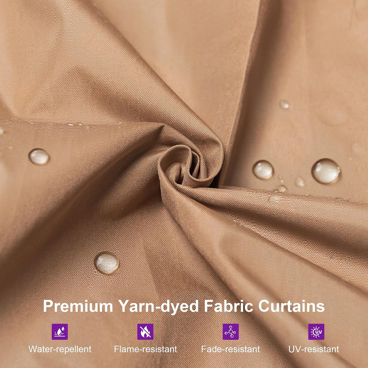 PURPLE LEAF Gazebo 10' x 14' with Khaki Curtain and Netting, Wood Grain