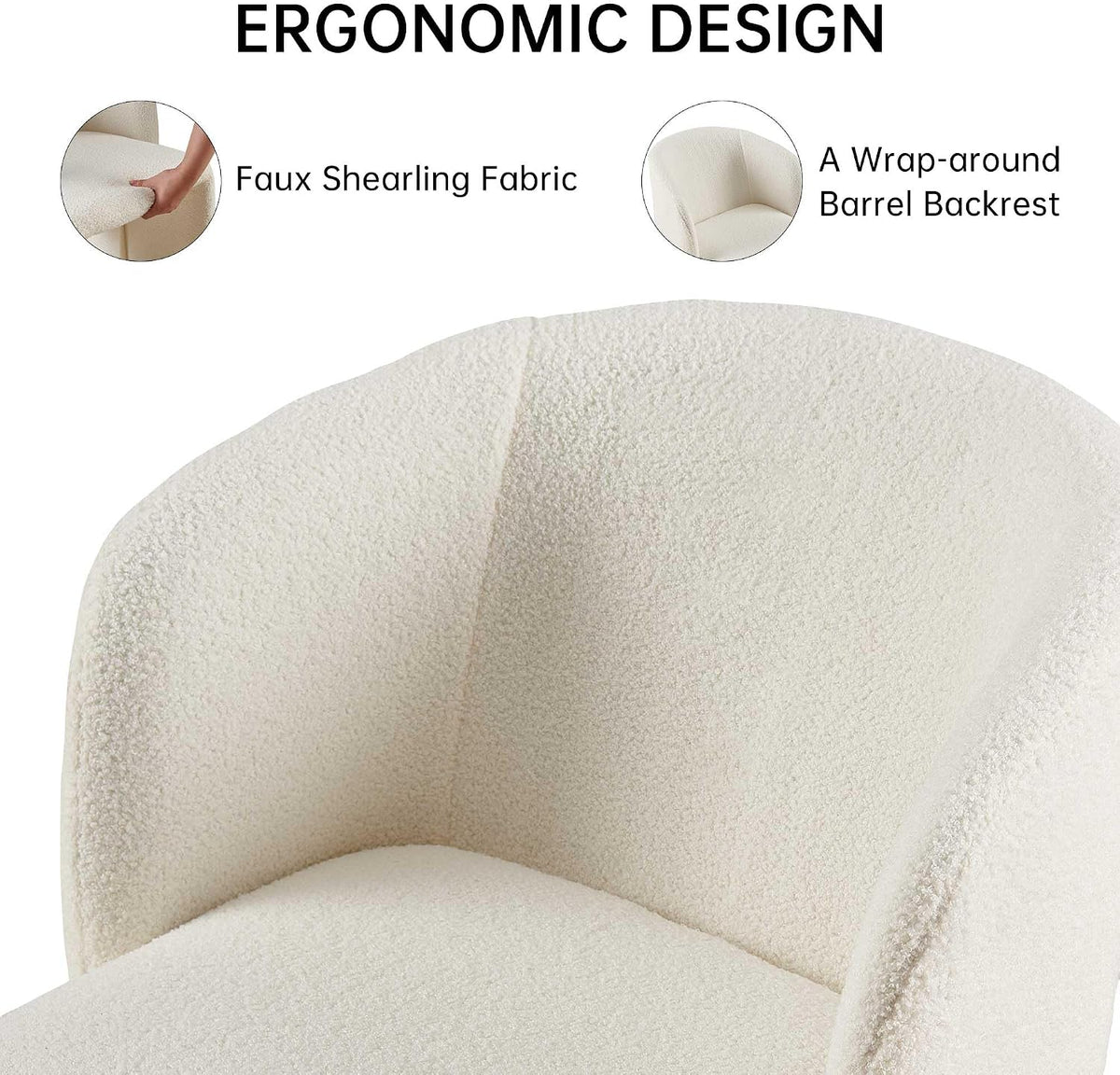 NORDICANA Barrel Dining Room Chairs with Arms, Set of 4, Off-White