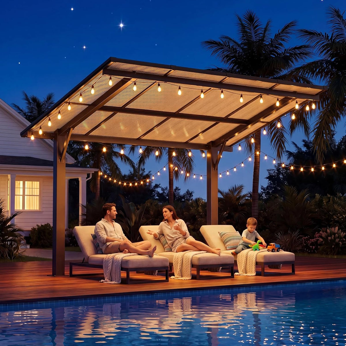 Aoxun 8' x 10' Gazebo, Freestanding Pergola with Roof, Black