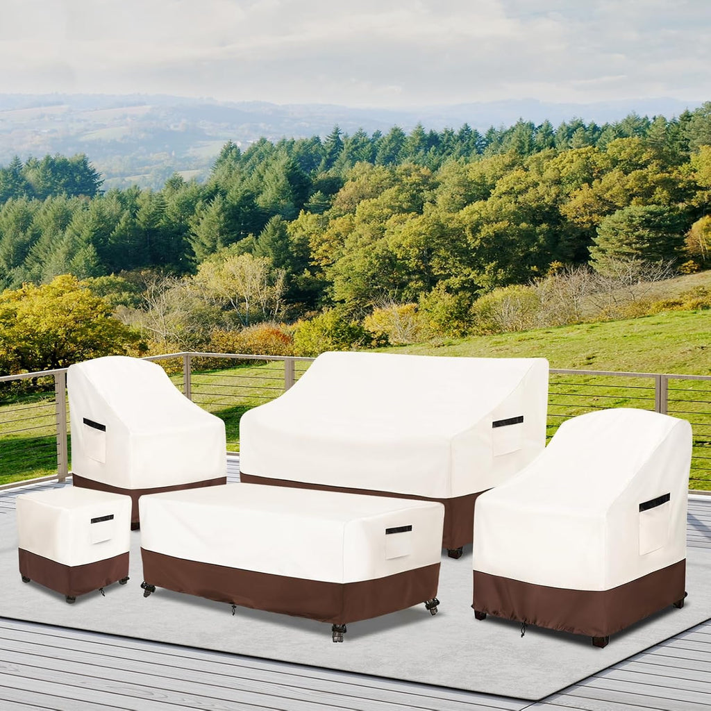 Patio Chair Covers,Waterproof Heavy Duty Patio Furniture Covers for Adirondack Chair 2 Pack (30 W x 34 D x 36 H inches) Beige & Brown