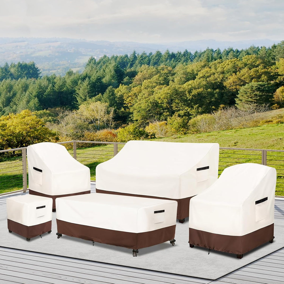 Patio Chair Covers,Waterproof Heavy Duty Patio Furniture Covers for Adirondack Chair 2 Pack (30 W x 34 D x 36 H inches) Beige & Brown