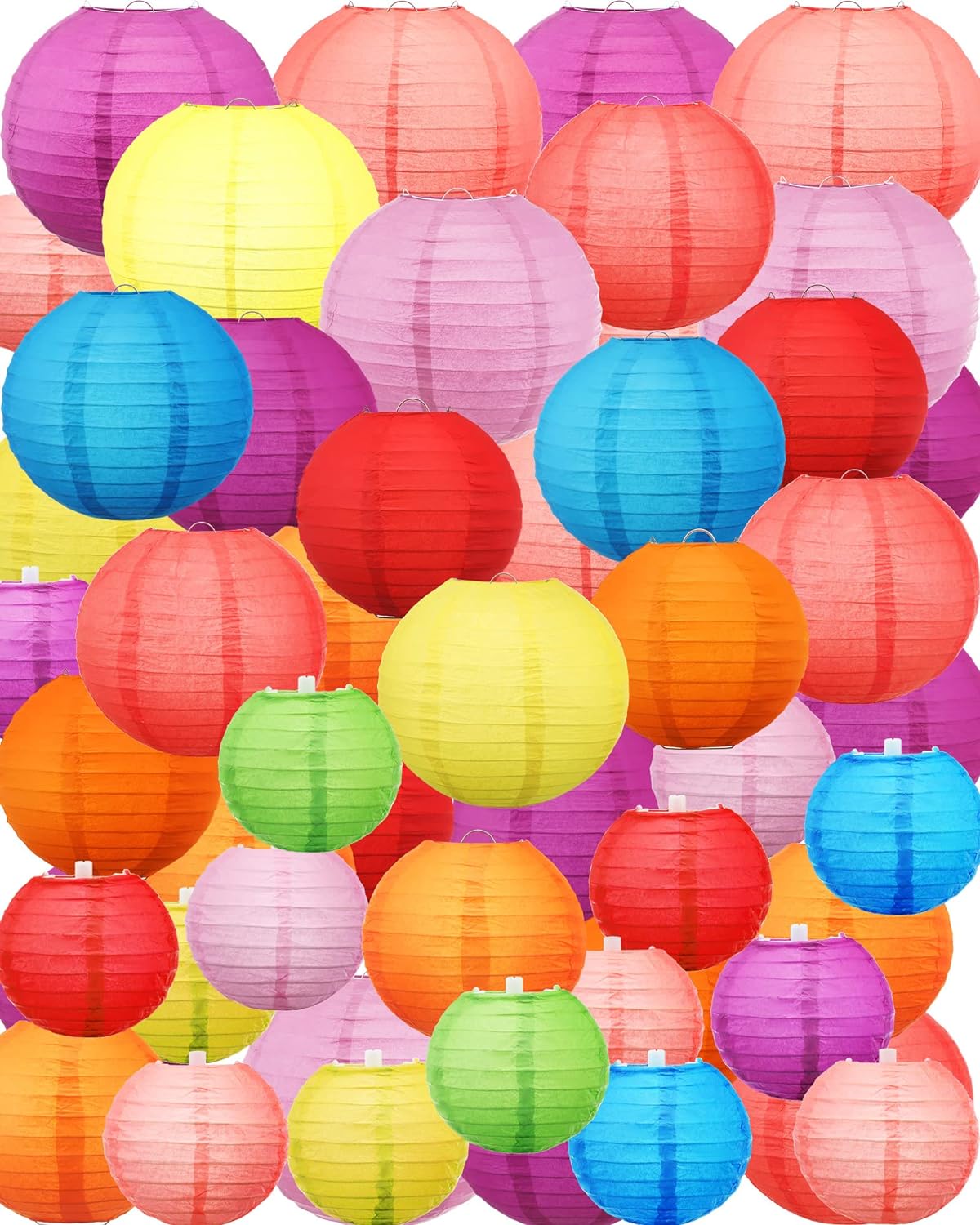 Treela 80 Pcs Colorful Paper Lanterns Chinese Japanese Lantern Party Decor