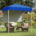Goplus 6 x 4 FT Pop Up Canopy, UPF50+ Easy Setup Tent w/ 1 Half Sidewall, Silver-Coated Top, Foldable Outdoor Gazebo w/Carrying Bag, Sun Shelter Tent for Events, Sports, Camping, Markets (Blue)