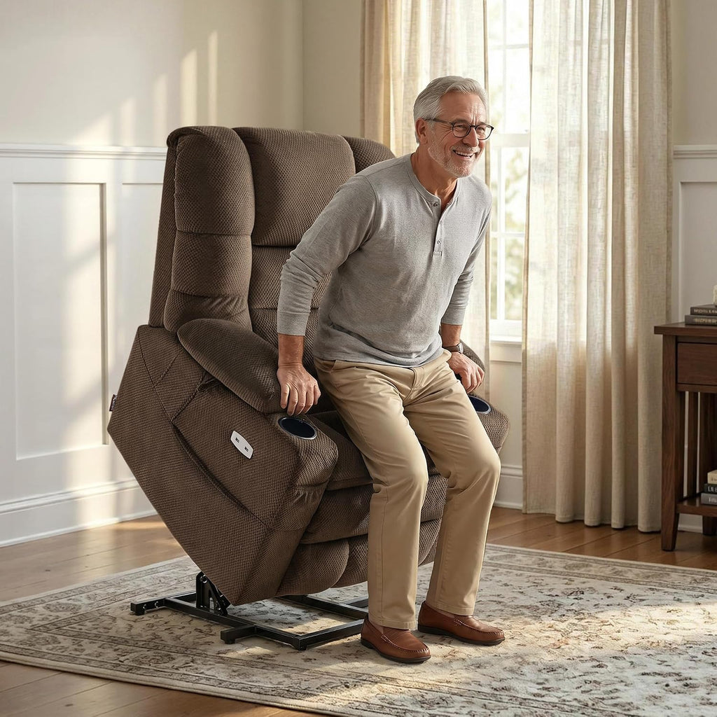 MCombo 3 Motor Large Power Lift Recliner for Elderly, Massage & Heat, 7634