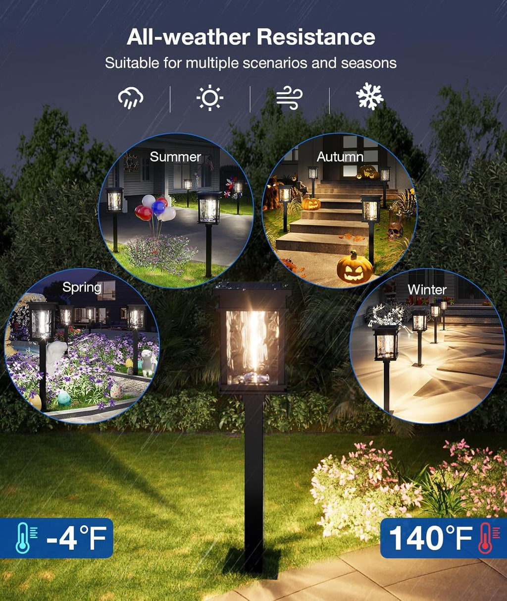 XMCOSY+ Solar Pathway Lights Outdoor, 6 Pack Solar Powered Garden Lights