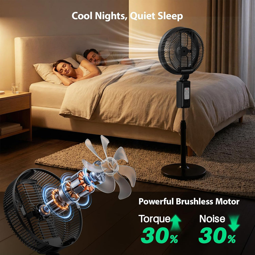 Ausic Outdoor Misting Fan for Patio, 【Max 50H】 Rechargeable Oscillating Fan