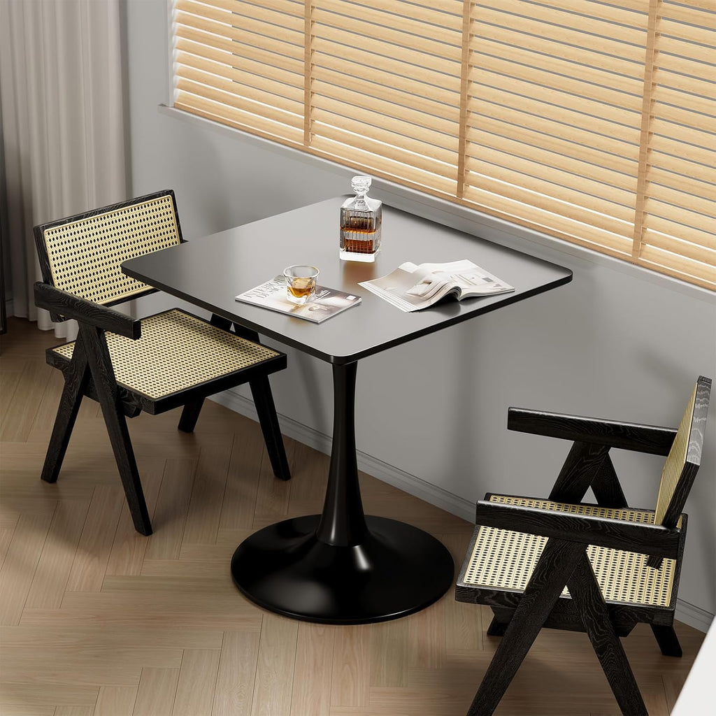 24 inch Black Small Dining Table for 2 or 4 person,24x24 Square Tulip Table