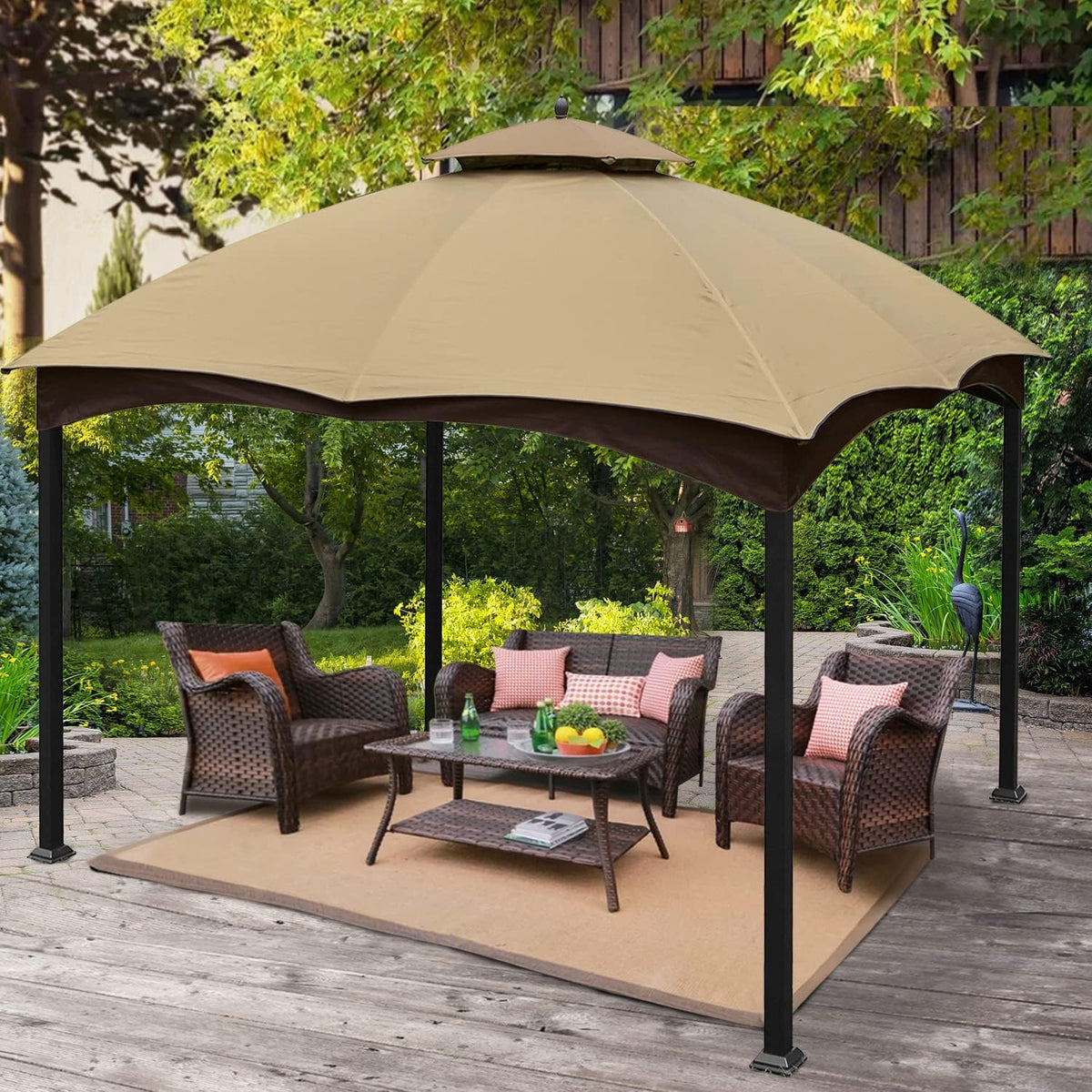 COOSHADE Gazebo Replacement Top for Lowe's Allen Roth #GF-12S004B-1, Beige