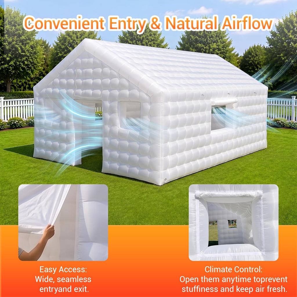 CZGBRO Inflatable Nightclub 20x16.5x12 FT, Large Party Tent with 2 Doors & Logo Area, Ideal for Birthdays, Backyard Events, Weddings & Rental Use(White)