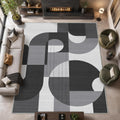 9x12 Black and White Geometric Modern Area Rug for Living Room Bedroom Abstract Large Rug Machine Washable Non-Slip Carpet for Dining Room Office