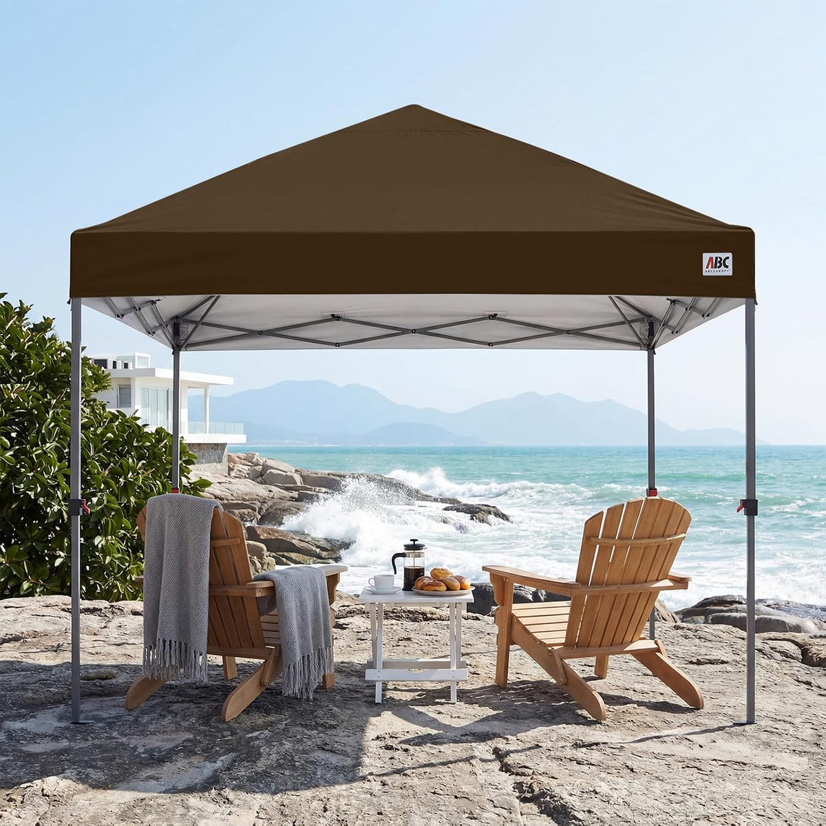 ABCCANOPY 10x10 Pop Up Canopy Tent, Heavy Duty Weather Protection, Brown