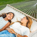 ANOW Heavy Duty Hammock with Spreader Bars and Detachable Pillow, Cream