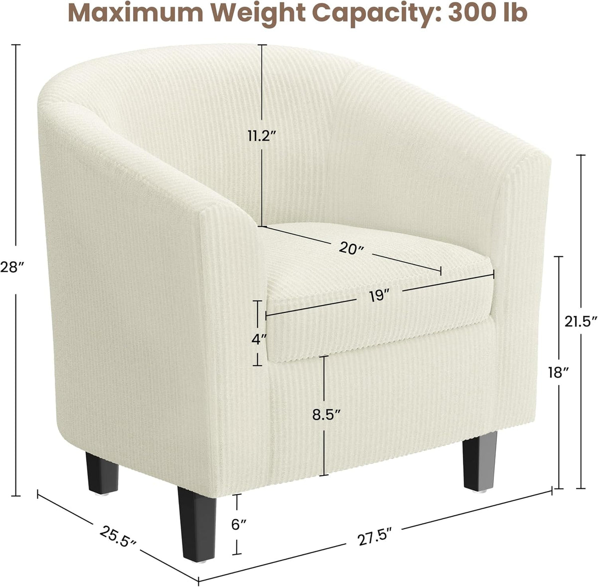 Yaheetech Accent Chairs Set of 2, Corduroy Barrel Armchairs Beige