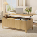 ONBRILL Fluted Lift Top Coffee Table, Mid-Century Modern Coffee Table