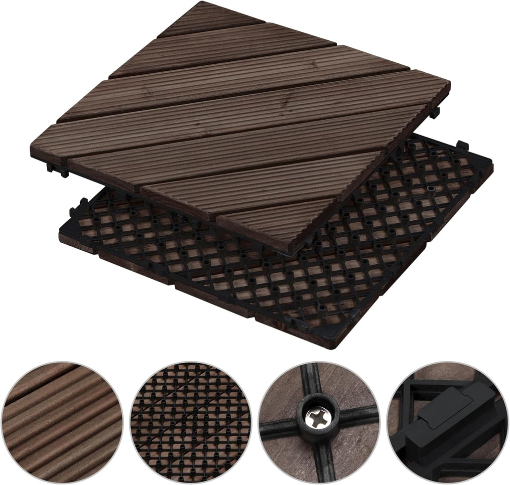 Yaheetech 27PCS Interlocking Deck Tiles Outdoor Patio Flooring,Black