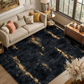 Fixwal Washable 6x9 Area Rug for Living Room, Non-Slip, Black/Gold