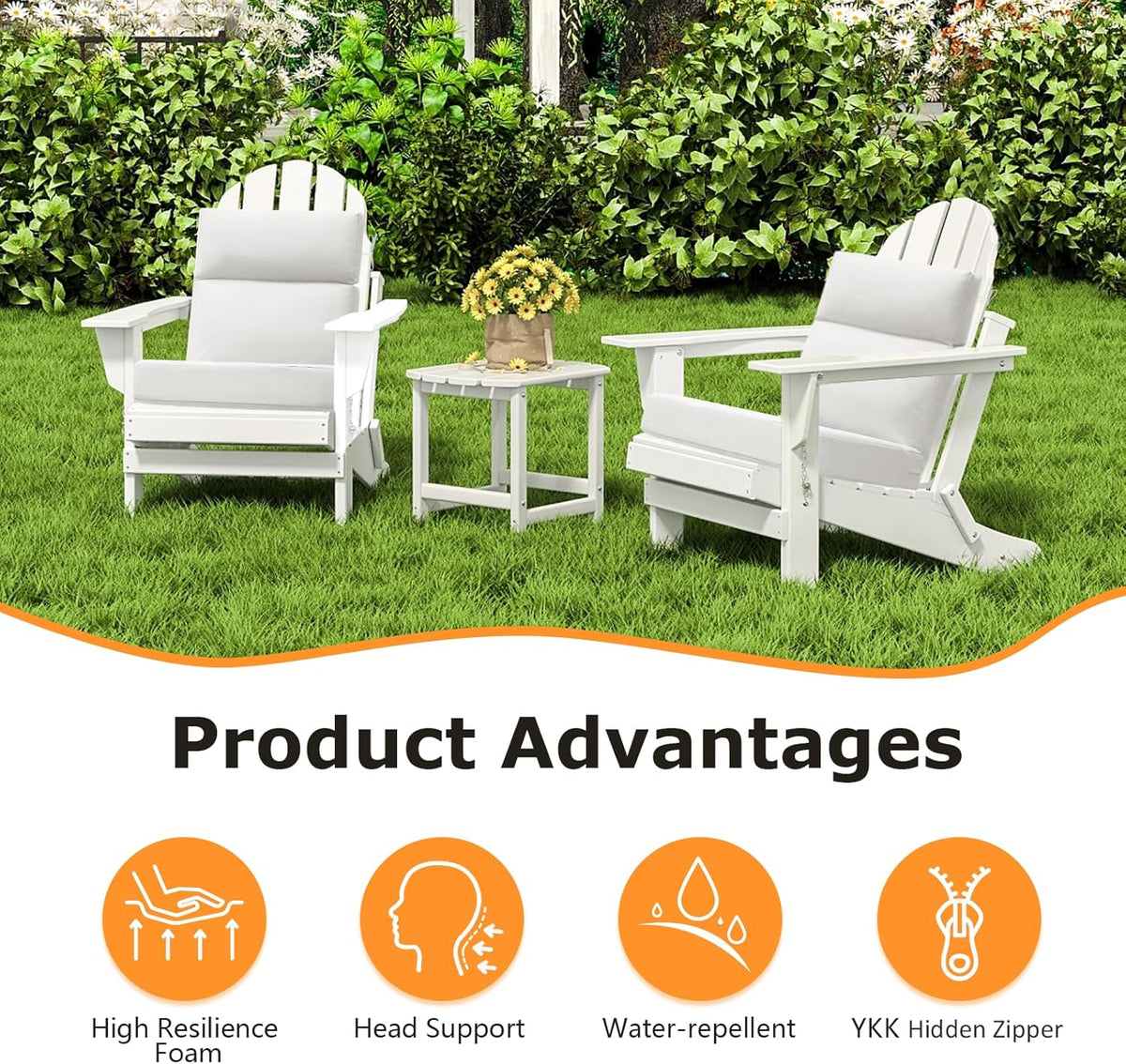 unimatta outdoor high back chair cushion seat pads shown in use