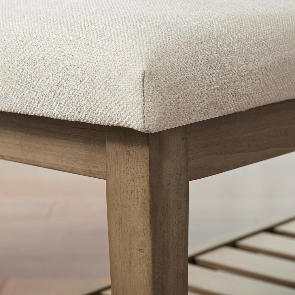 Zihanhome Entryway Shoe Bench, End of Bed Bench,Upholstered Bench(Beige)