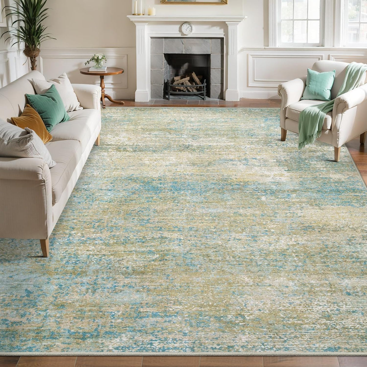 Tangsoo Abstract 5x7 Washable Area Rugs for Living Room, Non Slip Large Rug
