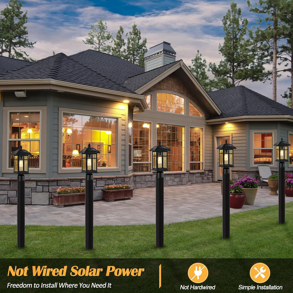 Brilvibera Solar Post Lights 2 Pack Outdoor Lamp Post Solar Light