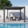 Aoxun Louvered Pergola 10x10, 3.8" Thick Posts, 82.5 MPH Wind Resistance