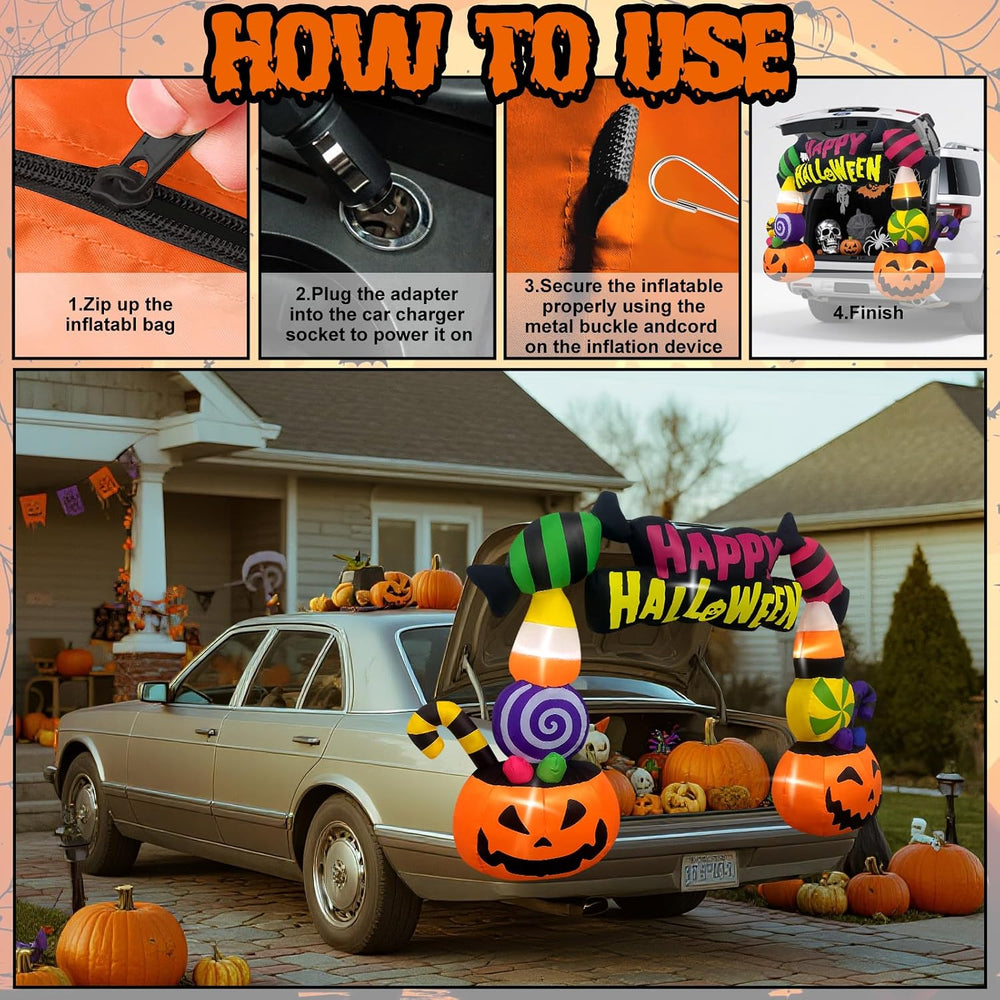 Kalolary 6FT Height Halloween Inflatables Trunk or Treat Car Decorations, Can...
