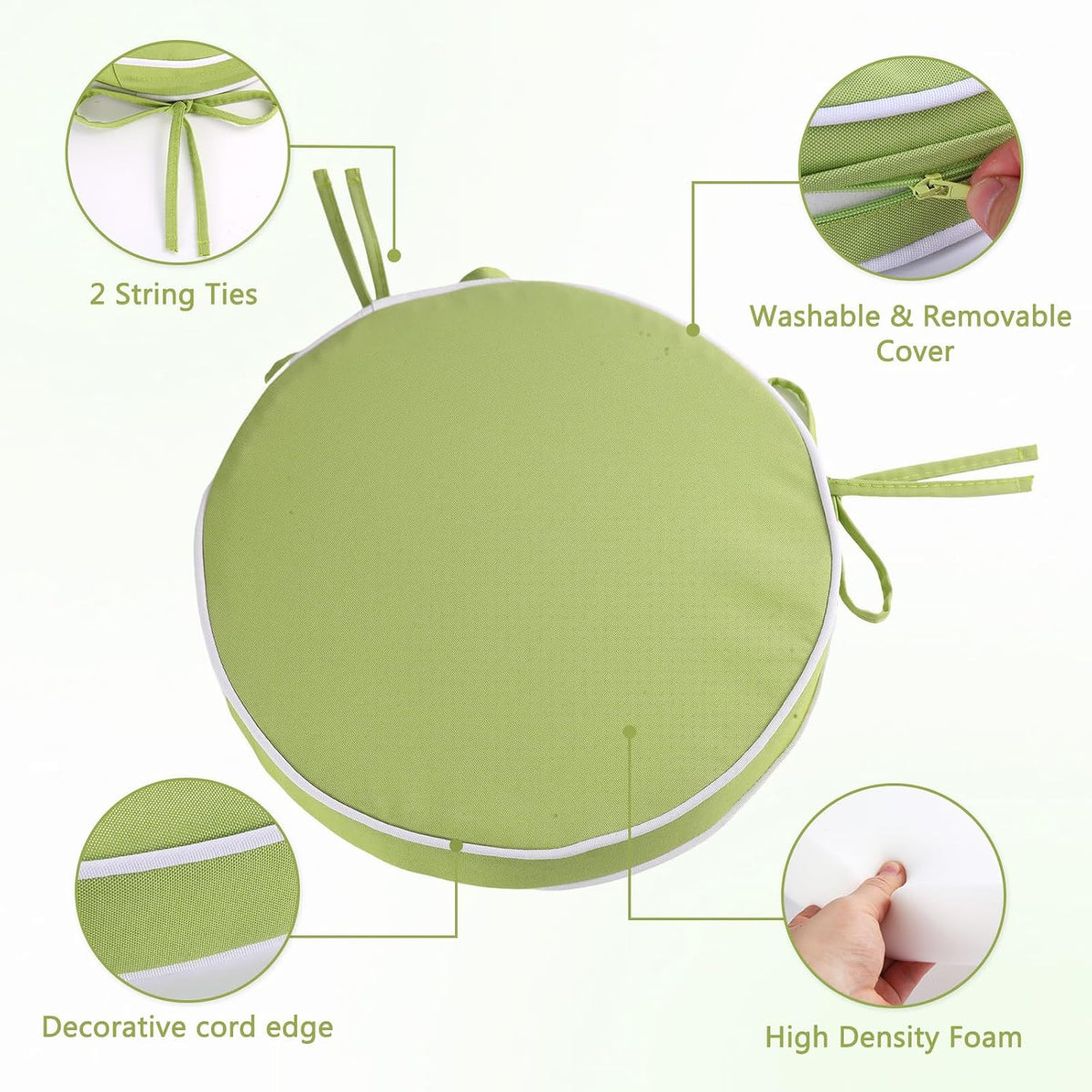 outdoor diameter 14 inch round bistro chair cushion showing dimensions